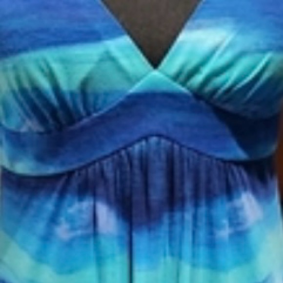 Degrees Blue & Green Halter Maxi Dress Sz S - Picture 7 of 8